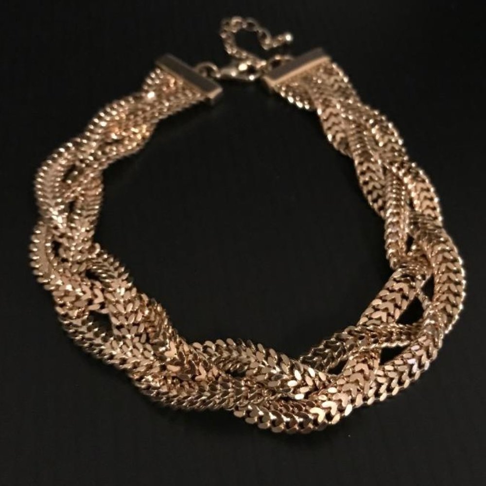 Gold-Tone Braided Chain link Choker - Picture 4 of 9